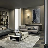 Contemporary sofa PRISMleathergray2.5-seater