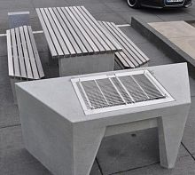 Contemporary table and bench set BUTCHwoodenconcreteoutdoor