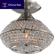 Contemporary ceiling light MYSTICroundcrystalbrushed metal
