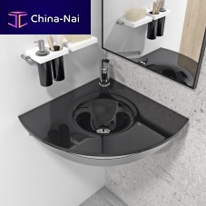 Wall-mounted washbasin VEZglasswith counterhigh-gloss