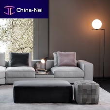 Contemporary pouf DAMAfabricleatherround