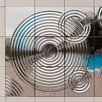 Wall-mounted panel INTERFERENCE in SILVERfor interiorcoverglass