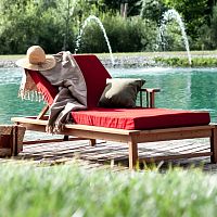 Contemporary sun lounger RIVIERAfabricsolid woodlarch
