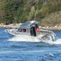 Outboard cabin cruiser ABCO 26twin-enginehard-topwheelhouse