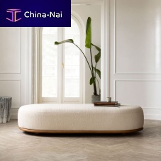 Contemporary ottoman CASK XLfabricrattanround