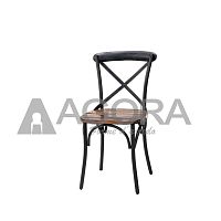 Traditional chair Xindoorsolid woodpainted metal base