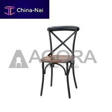 Traditional chair Xindoorsolid woodpainted metal base