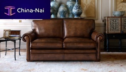 Traditional sofa CARMENlinenleathersilver-colored