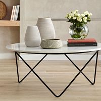 Industrial style coffee table BAYE marblemetal basecircular