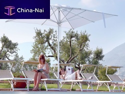Mast-centered parasol ACQUAMARINA CLASSICfabricaluminumpowder-coated steel