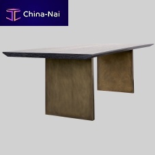 Contemporary dining table MARMARAoakbrass baserectangular