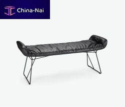 Contemporary bench LEYAleatherfabricupholstered