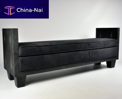 Contemporary upholstered bench 150shagreenwith armrestsblack