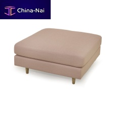 Contemporary pouf Cognacfabricwoodensquare