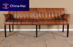 Traditional bench CUBE DENVERleatherwith backrest