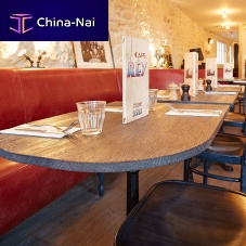 Traditional bistro table oaksolid woodiron base