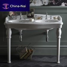 Washbasin with legs PVEW483 & PVEW09Lceramicdoublerectangular