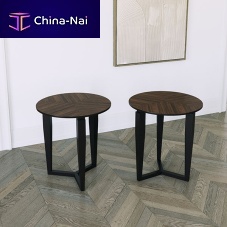 Contemporary pedestal table VASCOmarblewooden baseround