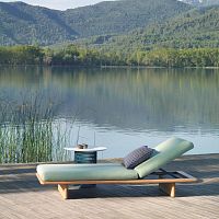Contemporary chaise longue MESHfabricteakaluminum