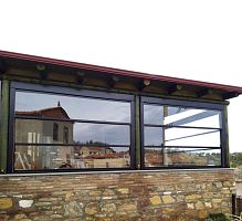 Aluminum window VERTICAL OPENING CLOSING SYSTEMsashdouble-glazeddouble leaf