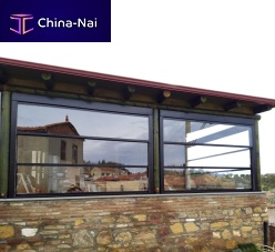 Aluminum window VERTICAL OPENING CLOSING SYSTEMsashdouble-glazeddouble leaf