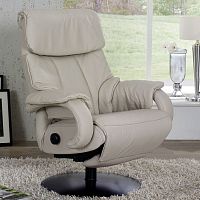 Contemporary relaxing armchair COSYFORM : 7025leatherstainless steelwith footrest