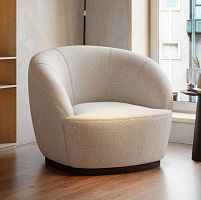 Contemporary armchair Clubfabricwalnutwith footrest