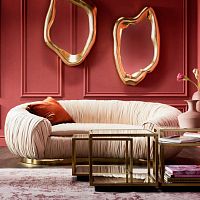 Contemporary sofa PERUGIA velvetpolyesterbeige