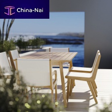 Contemporary dining chair SOLISoutdoorresincherrywood base