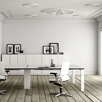 Contemporary boardroom table UMlaminatemetalmetal base