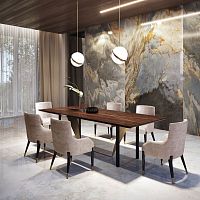 Contemporary table PRISMAwoodenmetal baserectangular
