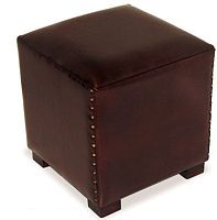 Traditional pouf leathersquaregreen