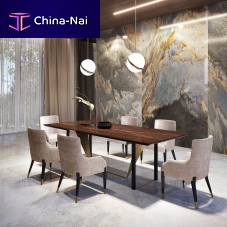 Contemporary table PRISMAwoodenmetal baserectangular