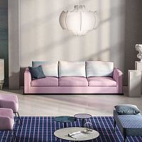 Contemporary sofa Palcofabricleatherbeige
