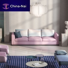 Contemporary sofa Palcofabricleatherbeige