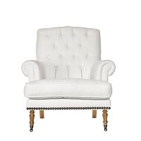 Chesterfield armchair ROCIOfabricwhiteon casters