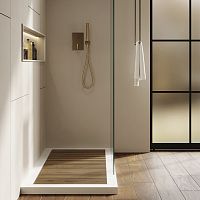 Rectangular shower base ONE SHOWERraisedwoodennon-slip
