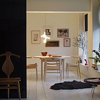 Contemporary table pp70 solid woodwooden baseround