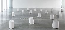 Contemporary pouf 10�fabricpolyethylenecontract