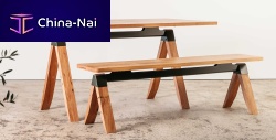 Contemporary bench PEGwoodensteelsheet steel