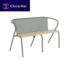 Contemporary garden bench woodenmetalwith backrest