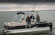 Outboard pontoon boat openside consolesport-fishing