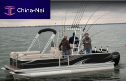 Outboard pontoon boat openside consolesport-fishing