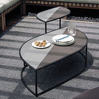 Contemporary coffee table LEAF 002enameled sandstonesandstonelacquered stainless steel base