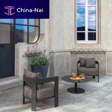 Contemporary armchair ARGO fabricaluminumwith removable cushion