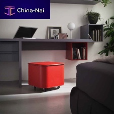 Contemporary pouf PUFFOleatherplywoodsquare