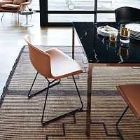 Contemporary dining chair Bertoiaindoorcowhidechrome steel base