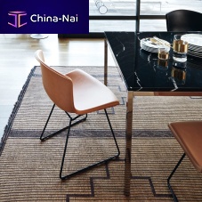 Contemporary dining chair Bertoiaindoorcowhidechrome steel base