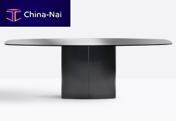 Contemporary table AERO TAE_220x106glasslaminatesteel base