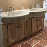 Wall-mounted washbasin AUBEROCHE stonedouble2-hole